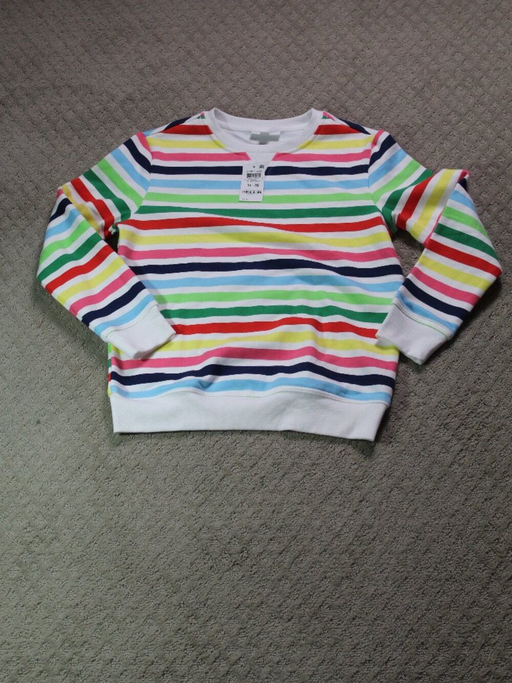 NWT Charter Club Kids Size 14/16 Rainbow Striped Fleece Sweatshirt